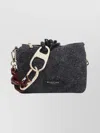 My Best Bag Firenze Textured Fabric Shoulder Bag With Chain Strap In Gray