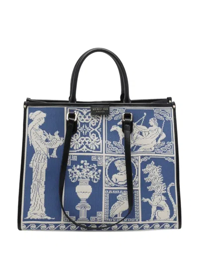 My Best Bag Large Atena Agora' Patterned Tote Bag In Blue