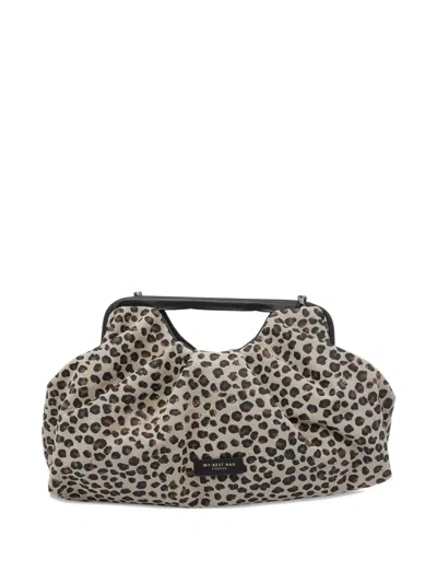 My Best Bag Logo Leopard Tote Bag In Black