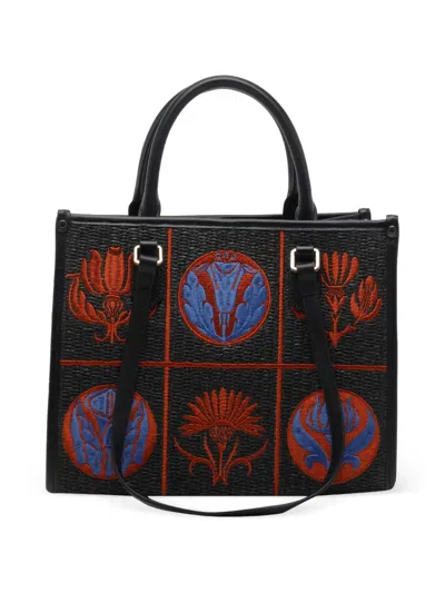 My Best Bag Small Atena Liberty Embroidered Tote Bag In Black