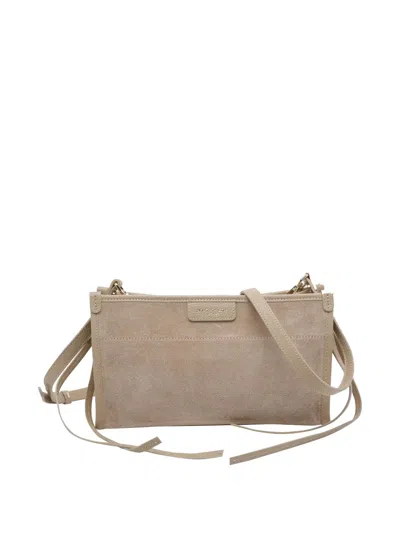 My Best Bag Suede Leather Clutch Bag In Neutral
