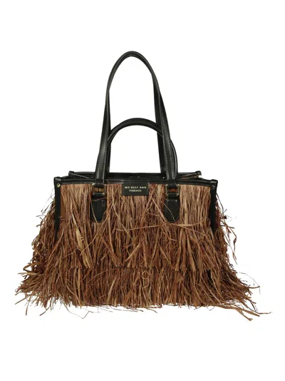 My Best Bag Textured Fringe Detail Shoulder Bag In Black