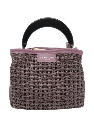 My Best Bag Woven Leather-trim Clutch Bag In Purple