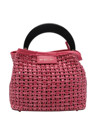 My Best Bag Woven Leather-trim Tote Bag In Pink