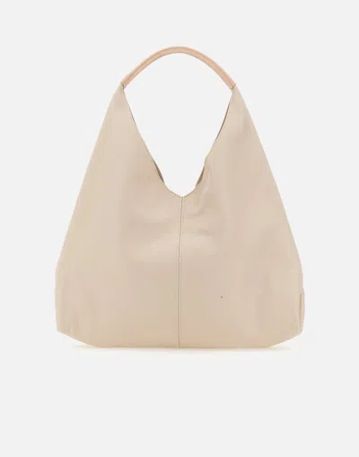 My-best Bags My Best Bags Ellisse Leather Shoulder Bag With Butter Contrasting Handle In Neutral