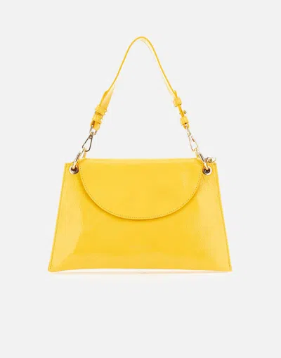 My-best Bags My Best Bags Party Lemon Yellow Leather Envelope Shoulder Bag