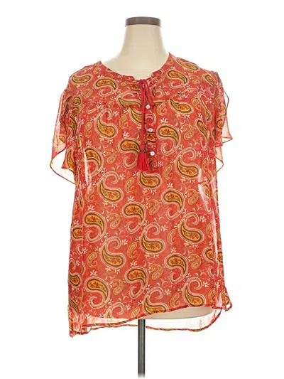 Pre-owned My Danelle Short Sleeve Blouse In Orange