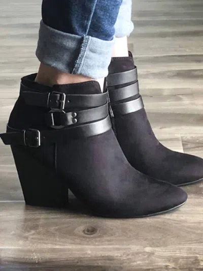 My Delicious Shoes Buckle Strap Bootie In Black