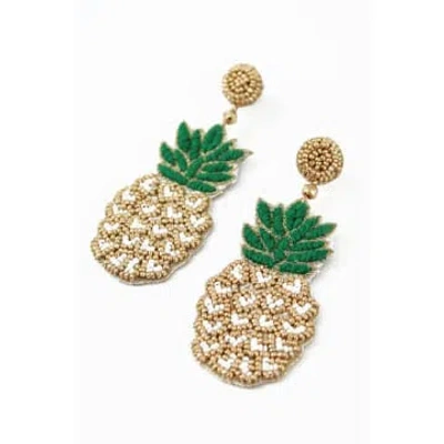 My Doris Gold Heart Pineapple Earrings In Multi