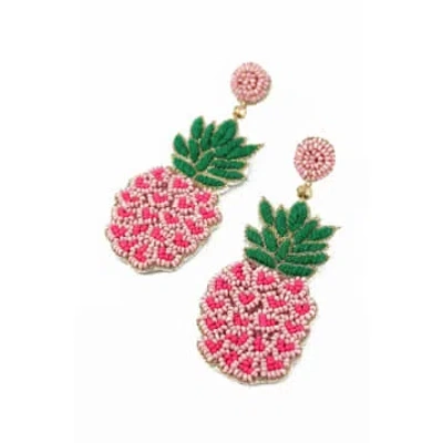 My Doris Pink Heart Pineapple Earrings In Multi