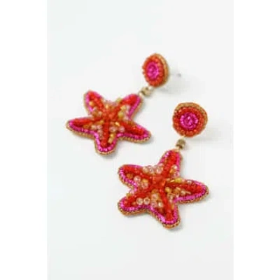 My Doris Pink Starfish Earrings In Red