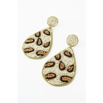 My Doris White Leopard Print Earrings