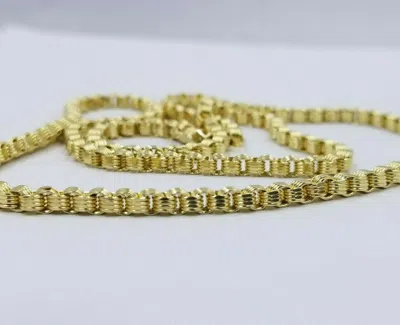 Pre-owned My Elite Jeweler 10k Gold Mens Necklace Byzantine Chain 24 Inch Lobster 4mm Male Yellow Gold Real