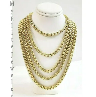 Pre-owned My Elite Jeweler 10k Yellow Gold Byzantine Chain Necklace 18" - 30" Inch 5mm Real 10kt For Men's