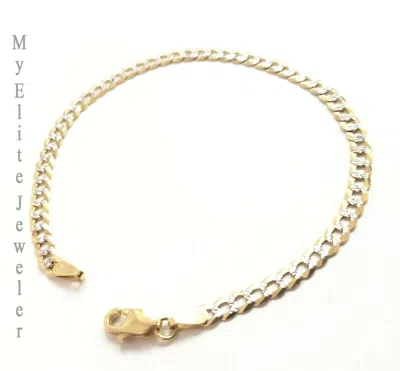 Pre-owned My Elite Jeweler Men's Ladies 10k Solid Cuban Link Diamond Cuts Gold Bracelet Yellow Gold 7 Inch