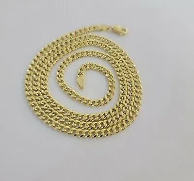 Pre-owned My Elite Jeweler Real 10k Gold Chain Miami Cuban Link Necklace 18" 20" 22" 24" 26" 3.5mm 10kt Oro