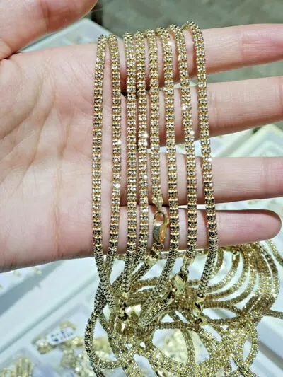 Pre-owned My Elite Jeweler Real 10k Gold Ladies Tennis Necklace 22 Inch 4 Mm Chain Shiny Diamond Cuts In Pink