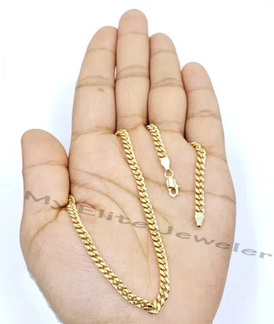 Pre-owned My Elite Jeweler Real 10k Yellow Gold Cuban Kink Women Chain 15 Inch 3 Mm Short Necklace Lobster