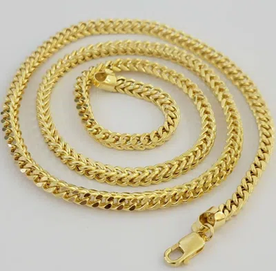 Pre-owned My Elite Jeweler Real 14k Gold Necklace Franco Chain 4mm 24 Inch Diamond Cut Mens 14k Yellow Gold