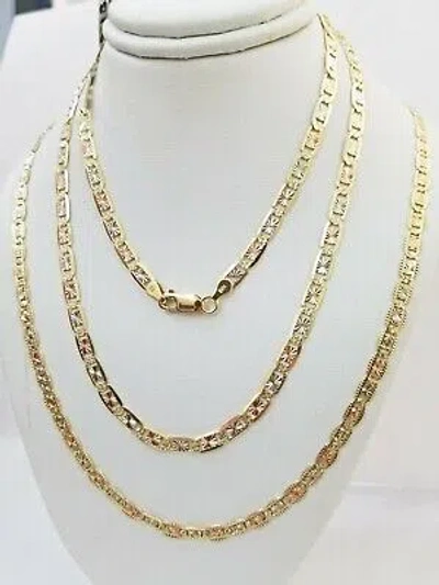 Pre-owned My Elite Jeweler Solid 14kt Gold Necklace Ladies Chain 4mm 18"-26" Real Yellow Rose White Gold