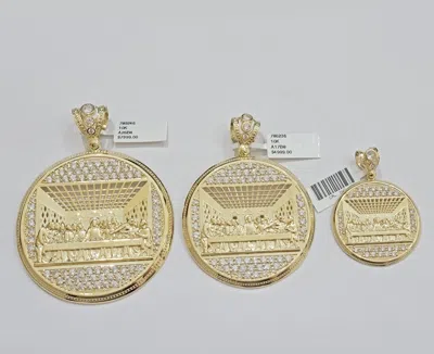 Pre-owned My Elite Jewelers Real 10k Gold Pendant Last Supper Jesus 10kt Yellow Gold Men's Charm For Chains In White