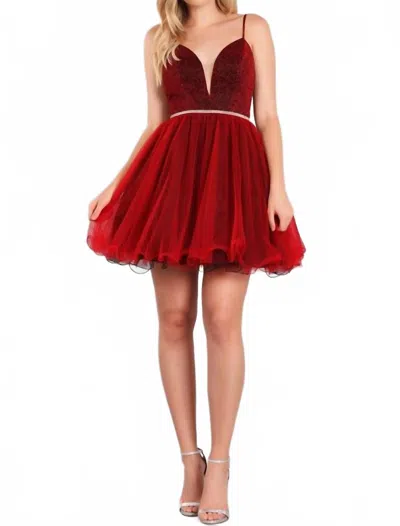 My Fashion Women's Short Dress With Rhinestone Belt In Red