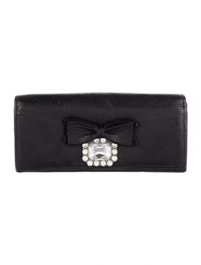 Pre-owned My Flat In London Leather Printed Continental Wallet In Black