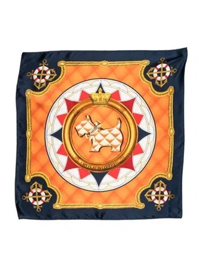 Pre-owned My Flat In London Silk Printed Scarf In Orange