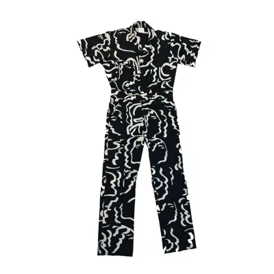My Little Belleville Women's Black / White Midnight Faces Jumpsuit, Boiler Suit, Utility Suit In Black/white