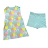 My Little Belleville Women's Brenda Knit Two-piece Set- Light Blue Floral In Gray