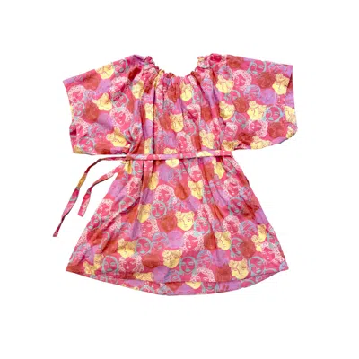 My Little Belleville Women's Rhonda Summer Dress Red Floral Faces In Pink