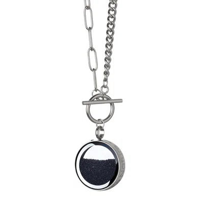 My Little Nature Women's Black / Silver Handmade Volcanic Sand Necklace With Toggle Clasp - Nature-inspired Jewelry