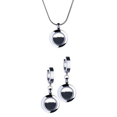 My Little Nature Women's Black / Silver Sustainable Handcrafted Jewelry Set With Black Volcanic Sand – Eco-friendly G In Multi