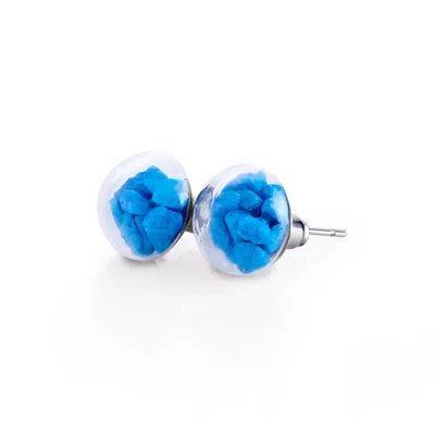 My Little Nature Women's Blue Earrings - Handcrafter Stud Earrings With Natural Blue Stones