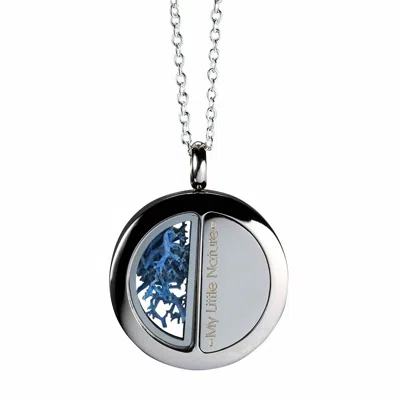 My Little Nature Women's Blue / Silver Botanical Pendant Necklace With Blue Moss – Unique Handmade Jewelry Inspired B