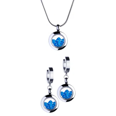 My Little Nature Women's Blue / Silver Designer Jewelry Gift Set With Blue Stones – Handcrafted Mini Set For Her - Bl In Multi