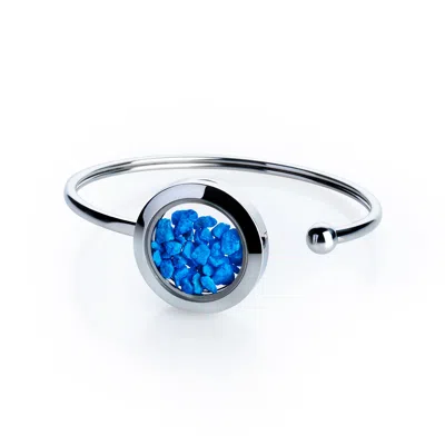 My Little Nature Women's Blue / Silver Premium Quality Designer Cuff Bracelet With Natural Blue Stones – Statement Je