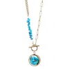 My Little Nature Women's Blue Turquoise Necklace With Beaded Gold Plated Chain – Handmade Gemstone Jewelry - Birthsto