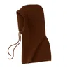 My Little Nature Women's Brown Merino Wool Blend Balaclava - Chocolate Colour Unisex Hoodie In Brown