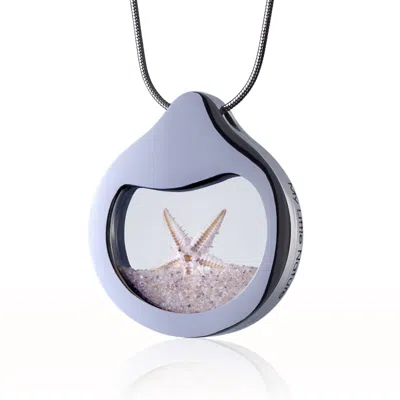 My Little Nature Women's Brown / Neutrals / Silver Starfish Necklace With Starfish & Beach Sand – Coastal-inspired Je In Multi
