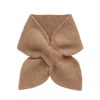 My Little Nature Women's Brown Pure Cashmere Scarf - Bow Tie Neck Warmer Camel Color In Brown