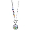 My Little Nature Women's Colorful Tourmaline Necklace With Joyful Beaded Toggle Clasp Chain – Handcrafted Gemstone Je