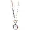 My Little Nature Women's Dandelion Necklace With Snowflake Obsidian Beaded Gold Plated Chain And Toggle Clasp
