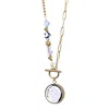 My Little Nature Women's Gold / Neutrals Wedding Guest Opal Necklace With Joyful Beaded Toggle Clasp Chain - Gold Pla