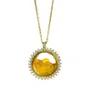 My Little Nature Women's Gold Plated Amber Stones Necklace With Zincon In Multi