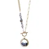 My Little Nature Women's Gold / Silver / Black Snowflake Obsiadian Birthstone Necklace With Joyful Gold Plated Beaded