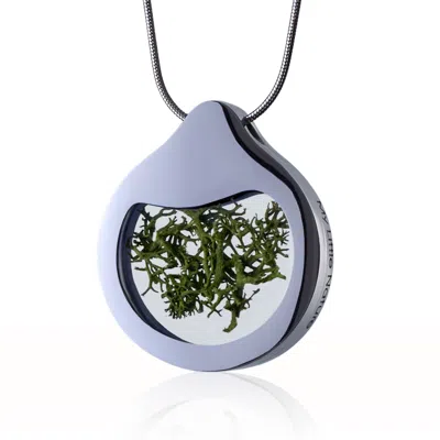 My Little Nature Women's Green / Silver Handcrafted Designer Necklace With Natural Green Moss – Eco-friendly Botanica In Multi