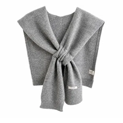 My Little Nature Women's Grey Color Sweater Imitation Scarf For Layering