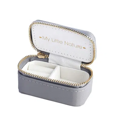 My Little Nature Women's Grey Mini Jewelry Organizer Box – Travel Case For Earrings, Rings & Necklaces In Gray