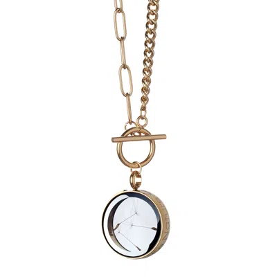 My Little Nature Women's Handmade Gold Plated Statement Necklace With Natural Dandelion Seeds – Make A Wish Jewelry